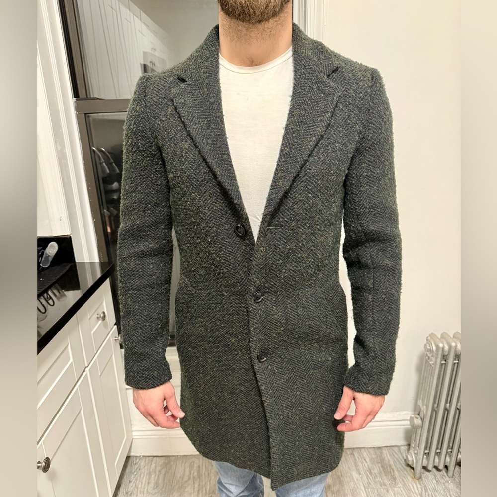 Scotch & Soda Blue & Green Wool Overcoat - Picture 5 of 6